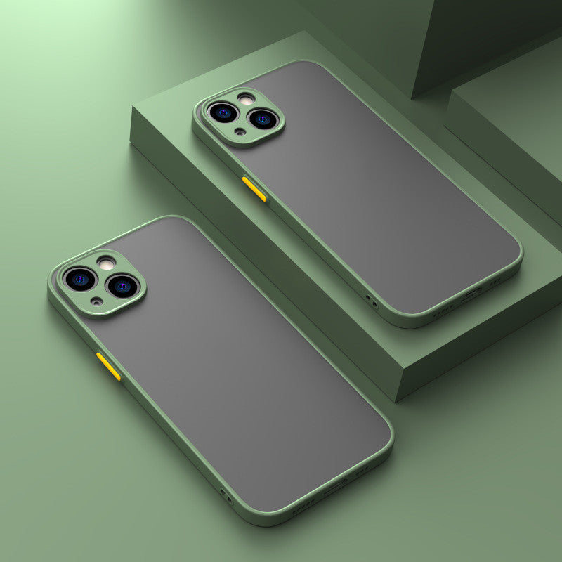 Étui de téléphone à détection de peau à trous fins, lentille complète, antichute, coque de protection rigide givrée