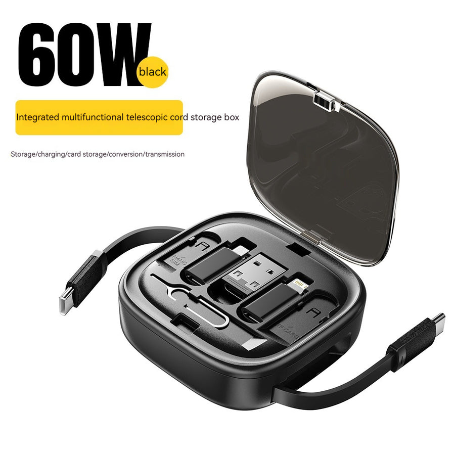 Câble de données flexible 60 W, boîtier d'interface de chargement rapide multifonction pour téléphone portable
