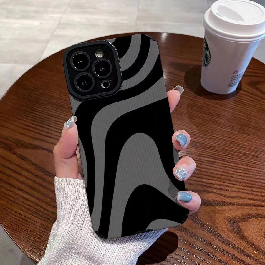 Coque de téléphone en silicone résistante aux chutes, motif zèbre foncé