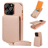 Étui portefeuille à motif litchi avec cordon pour téléphone 14 pouces