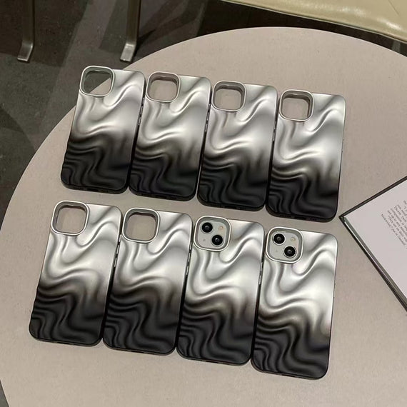 Simple Silver Black Water Ripple Three-dimensional Phone Case