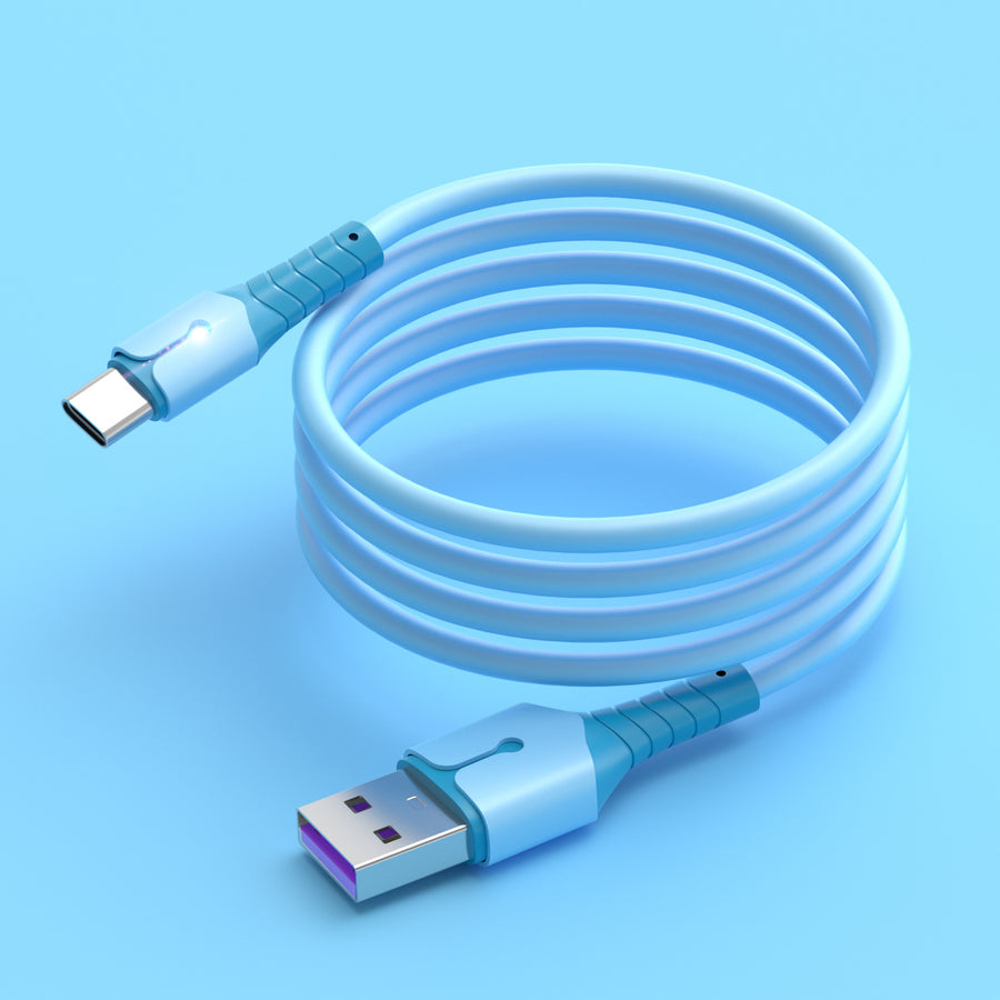 Compatible avec Apple, le câble de données en silicone liquide avec lumière convient aux appareils Android et Apple