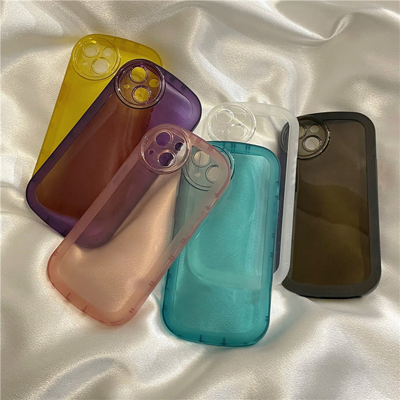 Simple Solid Color Transparent Mobile Phone Case All-inclusive Soft