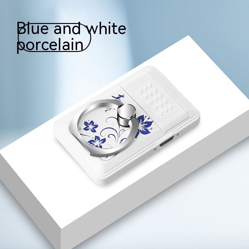 Support de téléphone portable multifonctionnel en porcelaine bleu et blanc avec allume-cigare