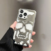 Luxuriöse 3D-Totenkopf-Telefonhülle mit Beschichtung für I-Phone 14 Pro Max 13 12 11 Plus, atmungsaktiv, glänzend, ausgehöhlt, Gold-Metallic-Farbe