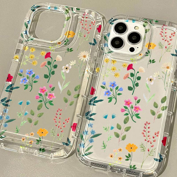 Coque de téléphone transparente à motif floral et spatial