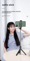 Perche à selfie sans fil Bluetooth 2023, appareil photo, éclairage de remplissage, support anti-tremblement, trépied de sol portable
