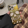 Luxuriöse 3D-Totenkopf-Telefonhülle mit Beschichtung für I-Phone 14 Pro Max 13 12 11 Plus, atmungsaktiv, glänzend, ausgehöhlt, Gold-Metallic-Farbe