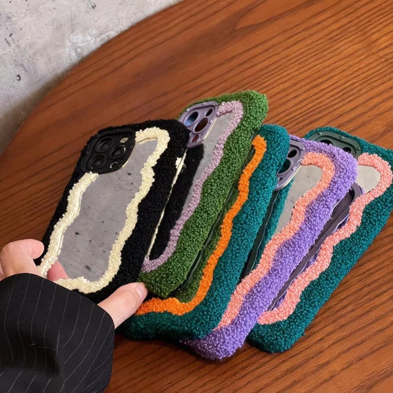 Plush Patch Mirror Mobile Phone Shell