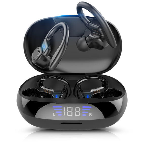 Bluetooth Headset Binaural Ear Hook Touch Headset With LED True Digital