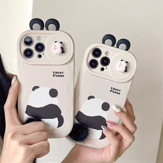 Furry Panda Phone Case Cute Protective Cover