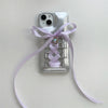 Electroplating Air Cushion Silver Phone Case Shoelace Bow Protective Cover