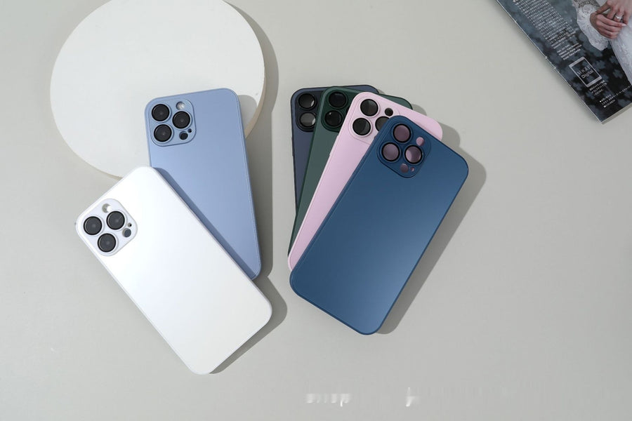 Frosted Glass Primary Color Comes With Lens Protector Phone Case
