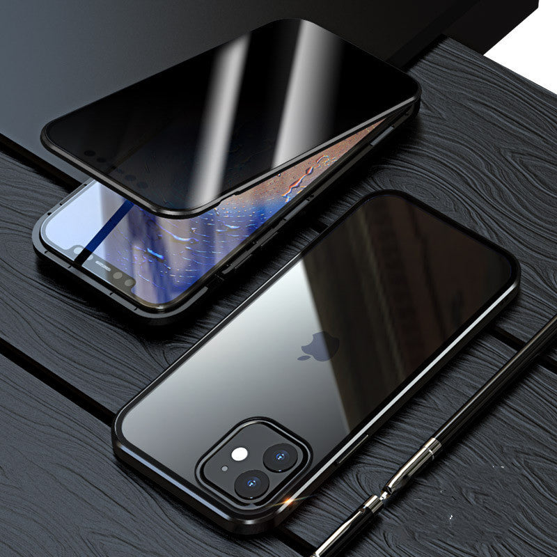 Magnetische Privatsphäre Glas Fall Für X XS XR Anti-Spy 360 Schutzhülle