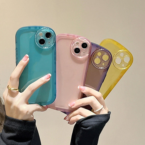 Simple Solid Color Transparent Mobile Phone Case All-inclusive Soft