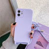 Simple Solid Color Messenger Lanyard Liquid Silicone Fine Hole Mobile Phone Case