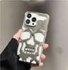 Luxuriöse 3D-Totenkopf-Telefonhülle, atmungsaktiv, glänzend, ausgehöhlt, Gold-Metallic-Farbe