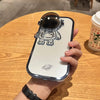 Glitzernde Astronauten-Kameraständer-Telefonhülle für I14 13 12 11 Pro Max XR 14 Plus, unsichtbare Linsenhalterung, Beschichtung, weiche Abdeckung