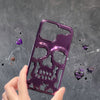 Luxuriöse 3D-Totenkopf-Telefonhülle mit Beschichtung für I-Phone 14 Pro Max 13 12 11 Plus, atmungsaktiv, glänzend, ausgehöhlt, Gold-Metallic-Farbe