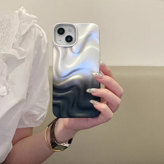 Simple Silver Black Water Ripple Three-dimensional Phone Case