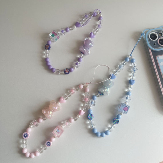 Square Cartoon Bear Mobile Phone Chain Hanging Ornaments