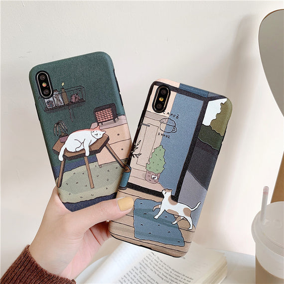 Embossed Cat Net Red Cartoon Mobile Phone Case
