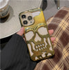 Luxuriöse 3D-Totenkopf-Telefonhülle, atmungsaktiv, glänzend, ausgehöhlt, Gold-Metallic-Farbe