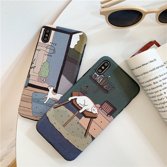 Embossed Cat Net Red Cartoon Mobile Phone Case