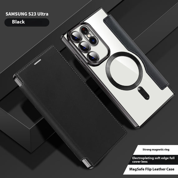 Electroplated Wireless Magnetic Business Flip Leather Case