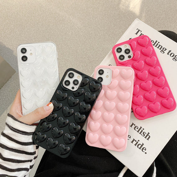 Peach Heart Phone Case Silicone Lanyard Protective Cover