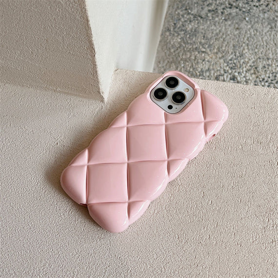 Autumn And Winter Three-dimensional Solid Color Plaid Phone Case