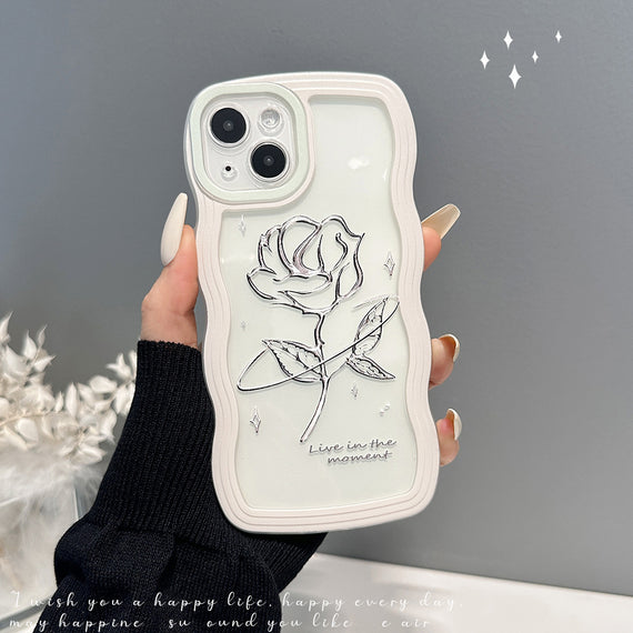 Rose Transparent Phone Case All-inclusive Big Wave Silicone Soft Case