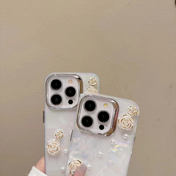 Shell Pattern Camellia Flower Phone Case Cute Protective Cover