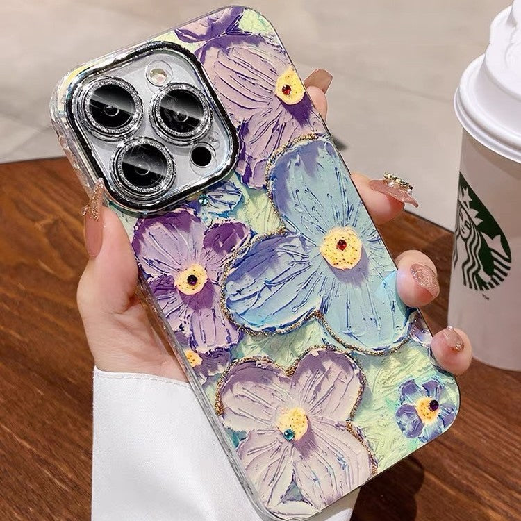 Blaulicht-Ölgemälde-Blumen-Telefonhülle