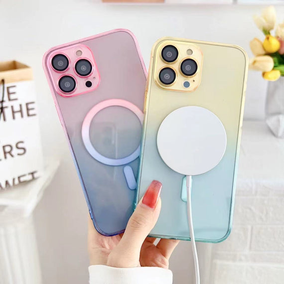 Hot Gradient Two-color Magnetic Phone Case Lens Protector Protective Case