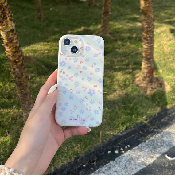 Double-layer Printing Small Purple Flower Phone Case