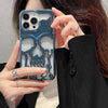Luxuriöse 3D-Totenkopf-Telefonhülle mit Beschichtung für I-Phone 14 Pro Max 13 12 11 Plus, atmungsaktiv, glänzend, ausgehöhlt, Gold-Metallic-Farbe