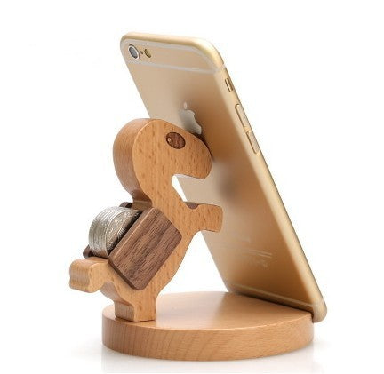 Support de téléphone portable créatif en bois de hêtre avec inscription personnalisée