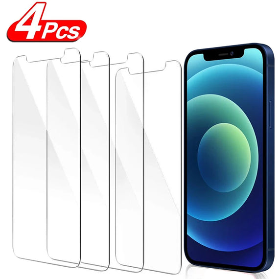 4Pcs Tempered Glass For iPhone 13 11 12 Mini 15 14 Pro Max 16E Screen Protector For iPhone 6S 7 8 Plus XR XS Max