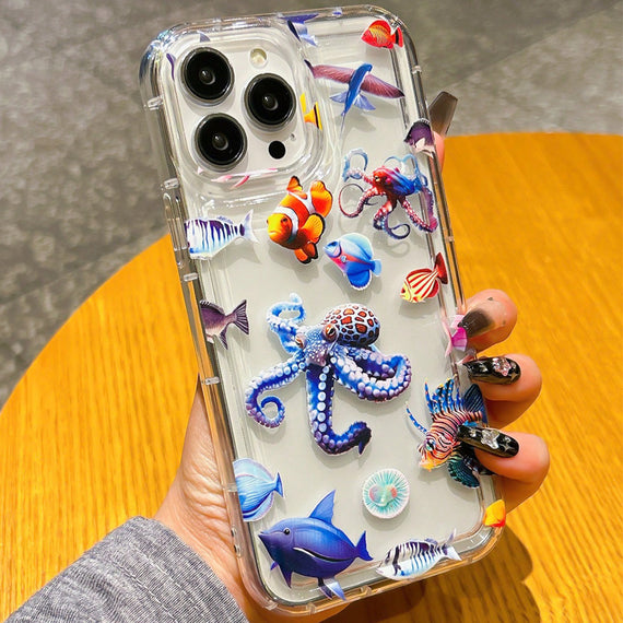Marine Animal Airbag Drop-resistant Transparent Phone Case