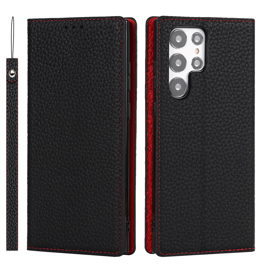Galaxy S24 Ultra Hülle Litchi Leder Handyhülle