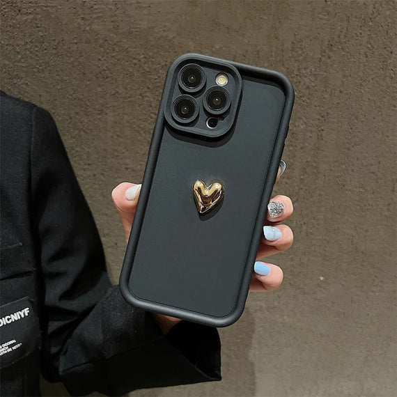 Coque de téléphone tout compris Golden Love avec galvanoplastie tridimensionnelle givrée