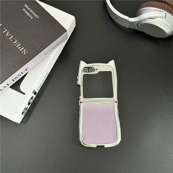 Electroplating Cat Ear Gradient Folding Phone Case