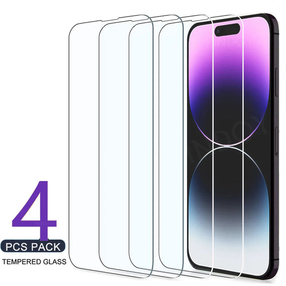 4PCS Tempered Glass For iPhone 14 13 12 11 Pro Max Mini Screen Protector on For iPhone 14 Pro X XR XS 7 8 6 6S Plus 5 SE 2 Glass