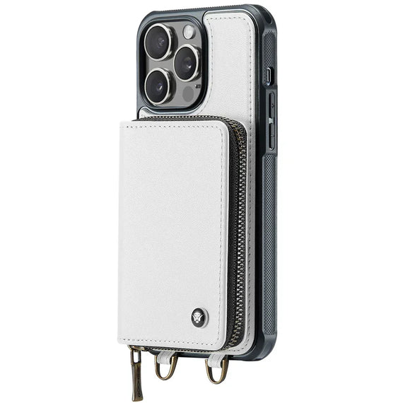 Wallet Case with Card Holder for iPhone 16 15 14 13 12 11ProMax RFID Blocking PU Leather Folio Shockproof Cover Strap Zipper