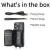 Wallet Case with Card Holder for iPhone 16 15 14 13 12 11ProMax RFID Blocking PU Leather Folio Shockproof Cover Strap Zipper