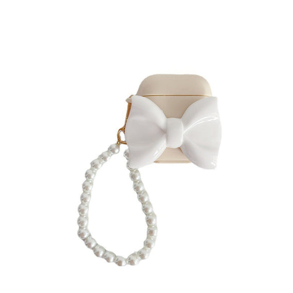 Simple Solid Color Bow Protection Soft Case Earphone Case