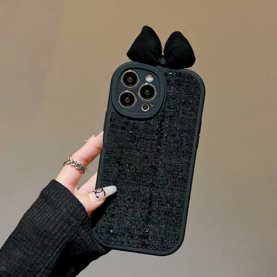Hochwertige schwarze Handyhülle im klassischen Stil mit Schleife
