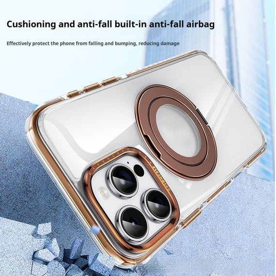 Phone Case Transparent 360 Magnetic Rotating Bracket Drop-resistant