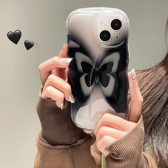 Ins Niche Dizzy Dye Black Butterfly Suitable For Ip Phone Case